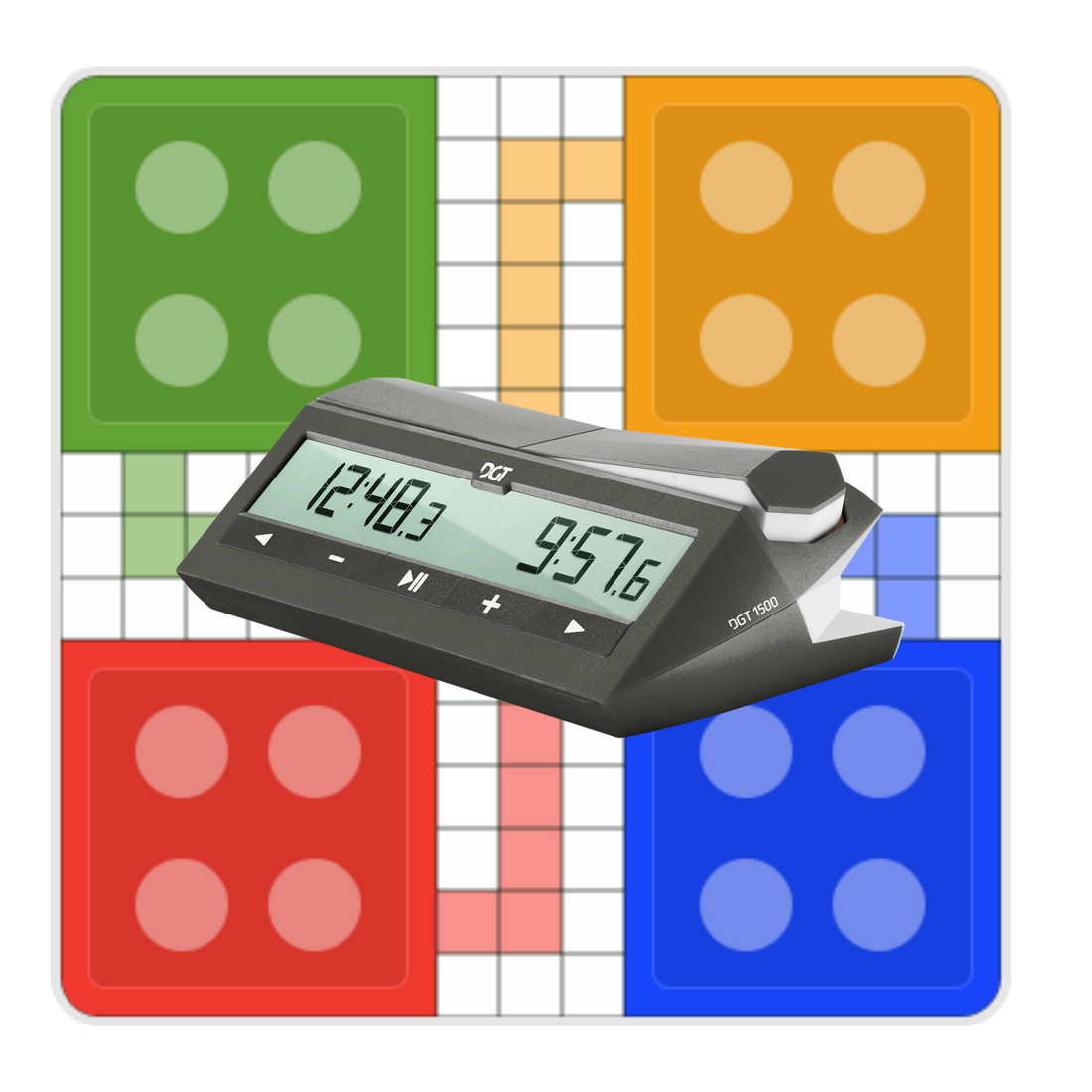 Uckers board with a chess timer