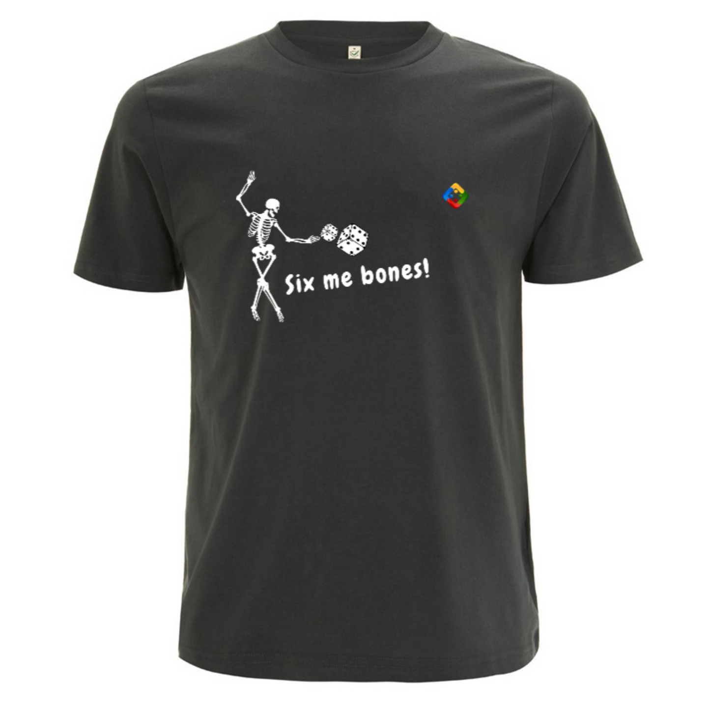 Men's organic T-shirt with printed 'Six me' design. Available in 11 colours.