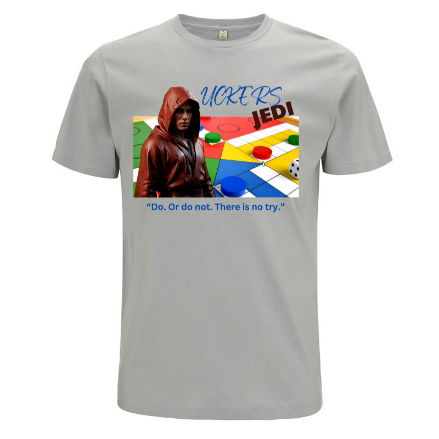 Men's organic T-shirt with printed 'Uckers Jedi' design