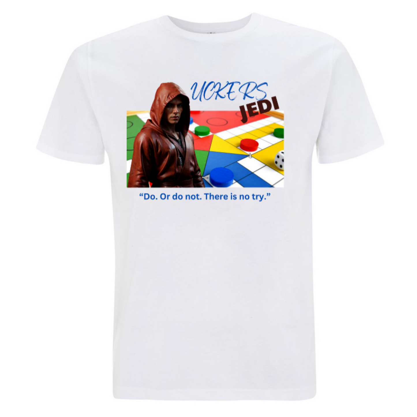 Men's organic T-shirt with printed 'Uckers Jedi' design