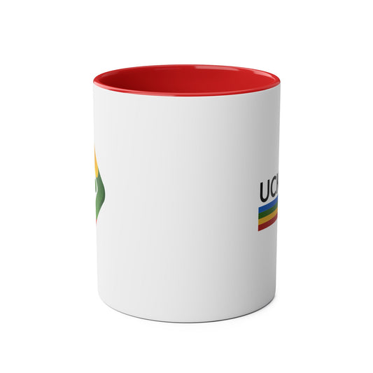 Two-Tone Coffee Mugs with Uckers logos, 11oz