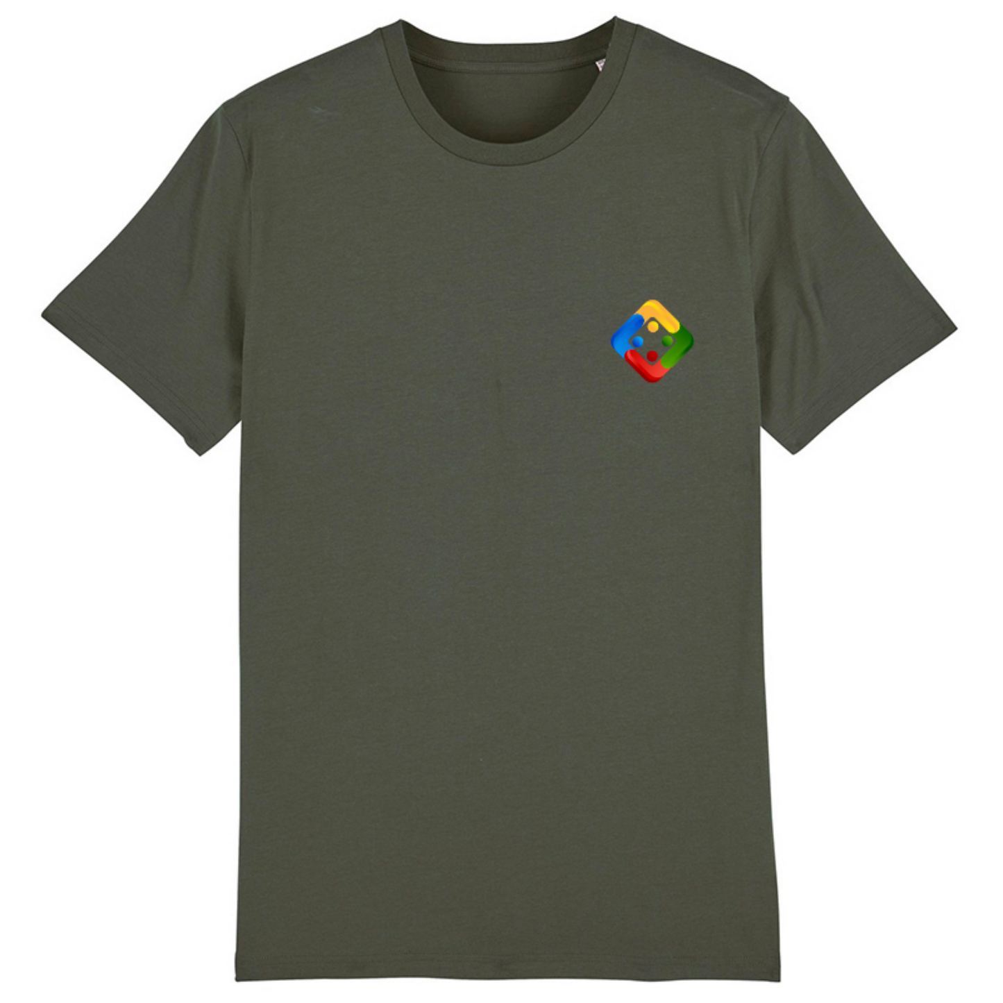Unisex organic T-shirt in dark colours with embroidered small Uckers emblem. Available in 10 colours.