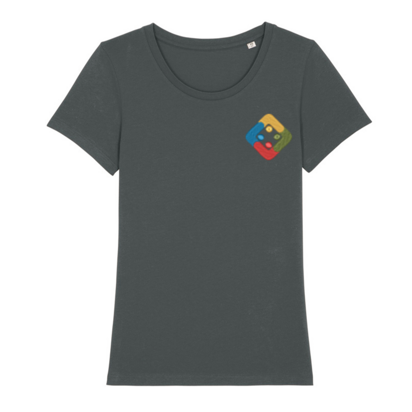 Women's organic Expresser Iconic T-shirt in dark colours with embroidered Uckers emblem.  Available in 15 colours.