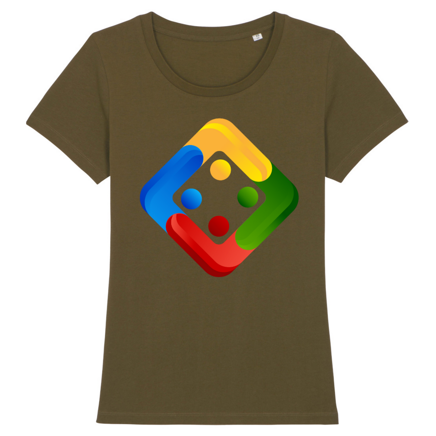 Women's Organic T-shirt in dark colours with large Uckers emblem.  Available in 11 colours.