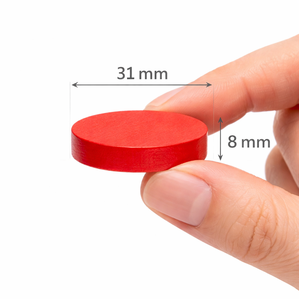 16 Full Size Uckers Pieces & Dice - Perfect Replacement Counters - 31x8mm