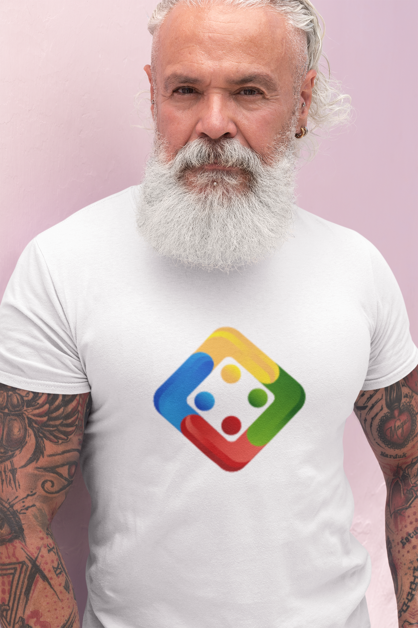 Men's white T-shirt with large Uckers emblem (4 versions of white)
