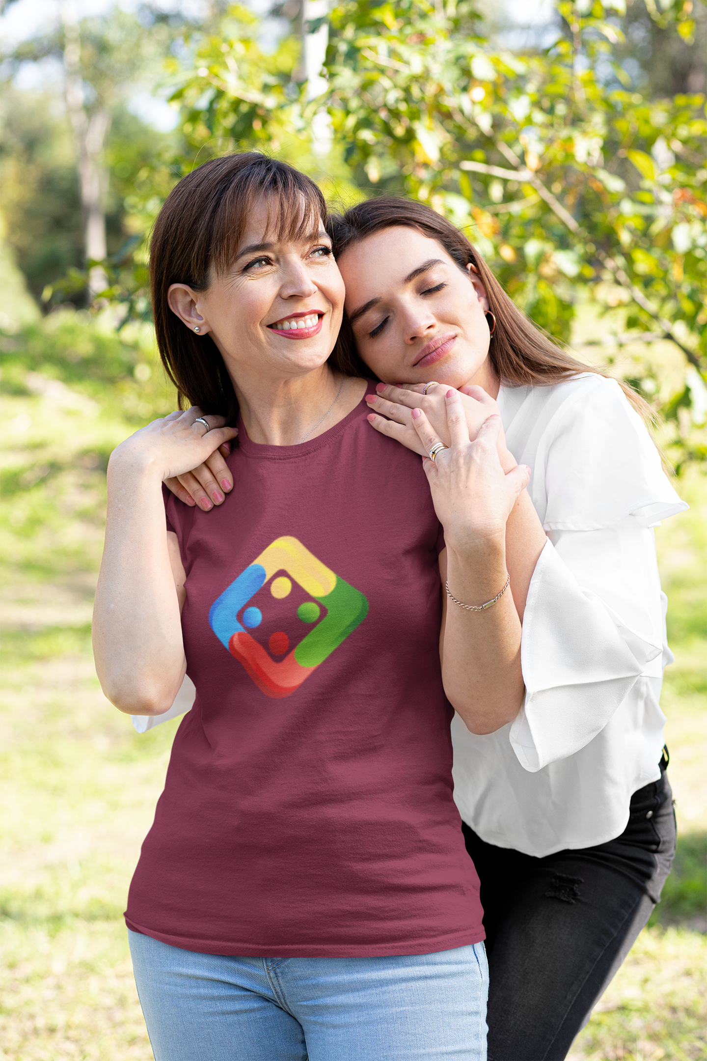 Women's Organic T-shirt in dark colours with large Uckers emblem.  Available in 11 colours.
