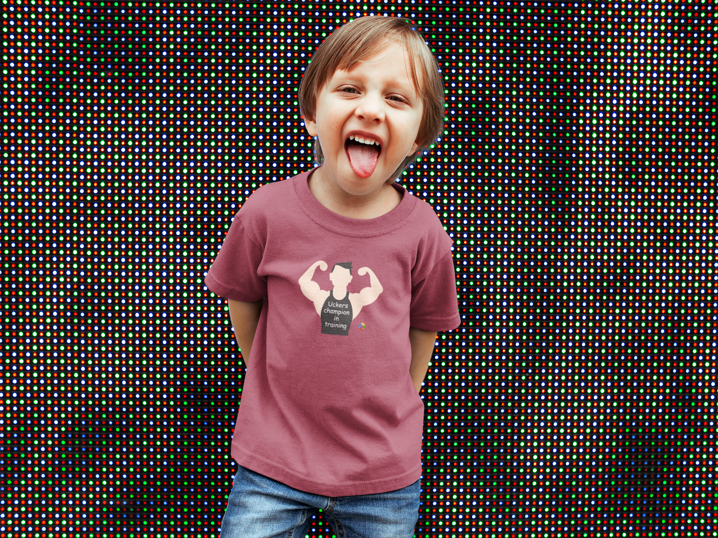 Kids Heavy Cotton T-shirt with 'Uckers Champion in Training' design (boy)