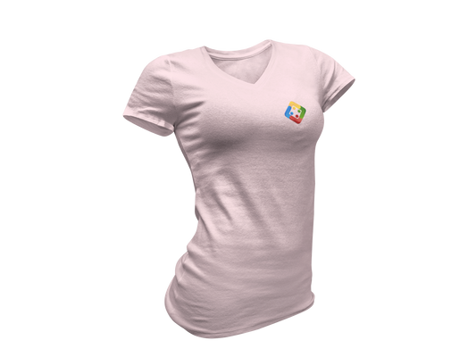Women's organic Evoker V-Neck T-Shirt with embroidered Uckers emblem. Available in 9 colours.